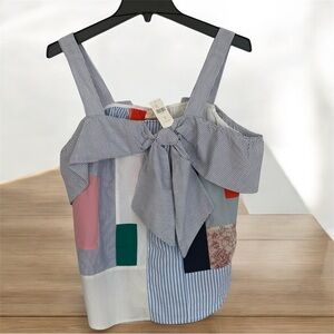 NWT Maeve Anthropologie Medley Patchwork off the Shoulder Top, Size 6